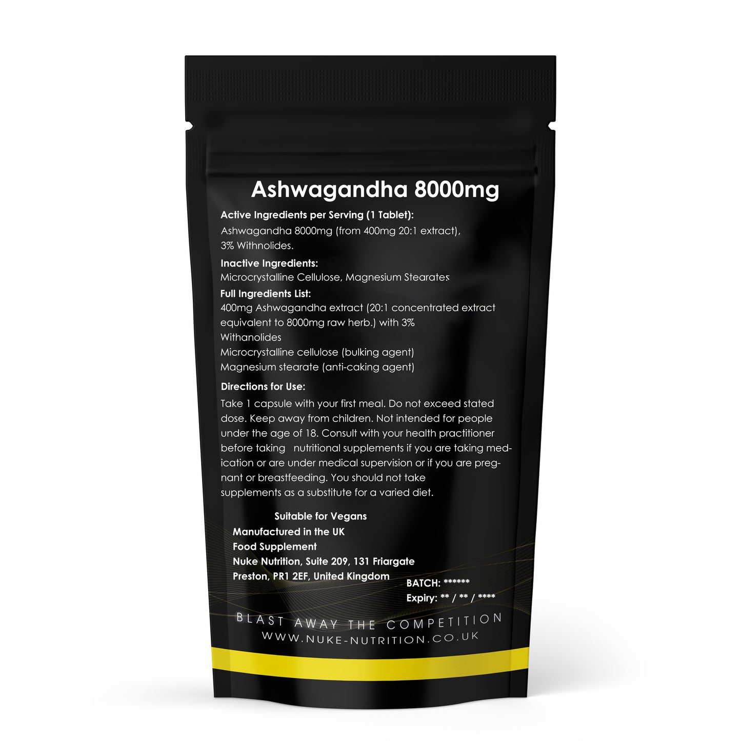 Ashwagandha 8000mg Capsules – High Strength Stress Relief, Mood & Vitality Support