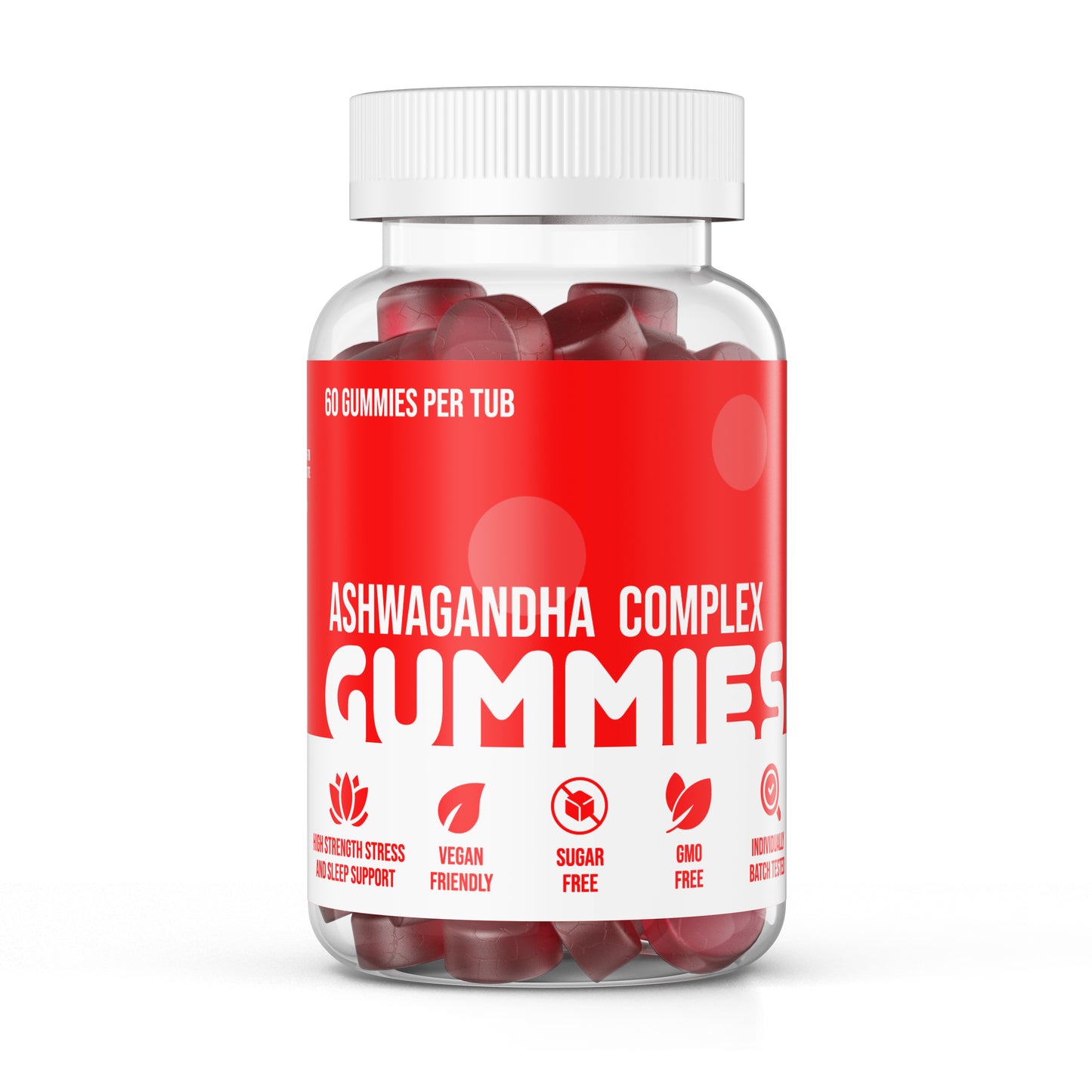 Ashwagandha Complex Gummies with Added Vitamin B6, Lemon Balm, Chamomile, Lavender - For Stress, Sleep & Anxiety x 60