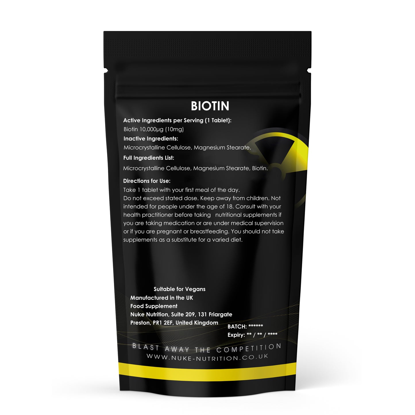 Biotin 10,000μg Healthy Hair Growth, Skin and Nails High Strength Tablets