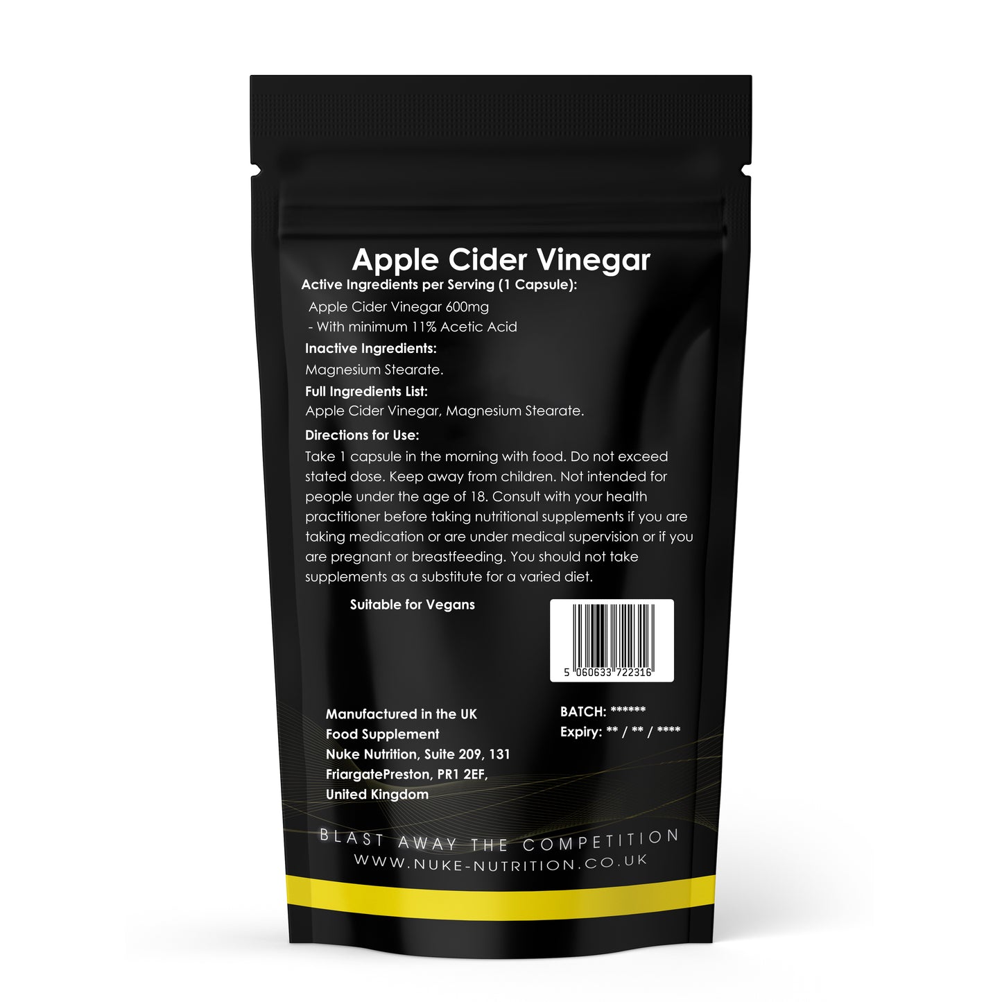Apple Cider Vinegar 600mg Capsules – Natural Digestive, Metabolism & Wellness Support