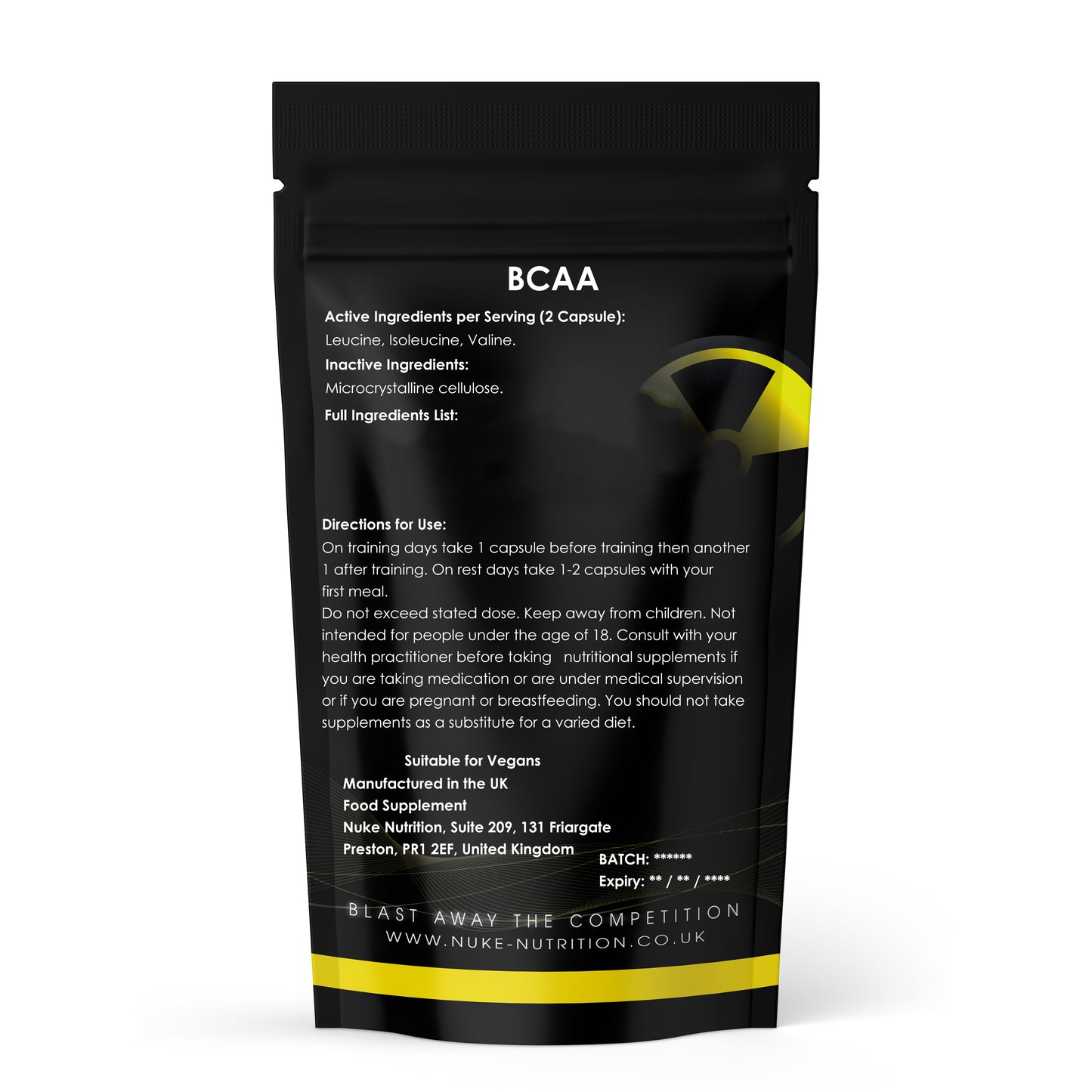 BCAA 2:1:1 Branch Chain Amino Acids 1000mg Muscle Growth & Recovery Post Workout Capsules