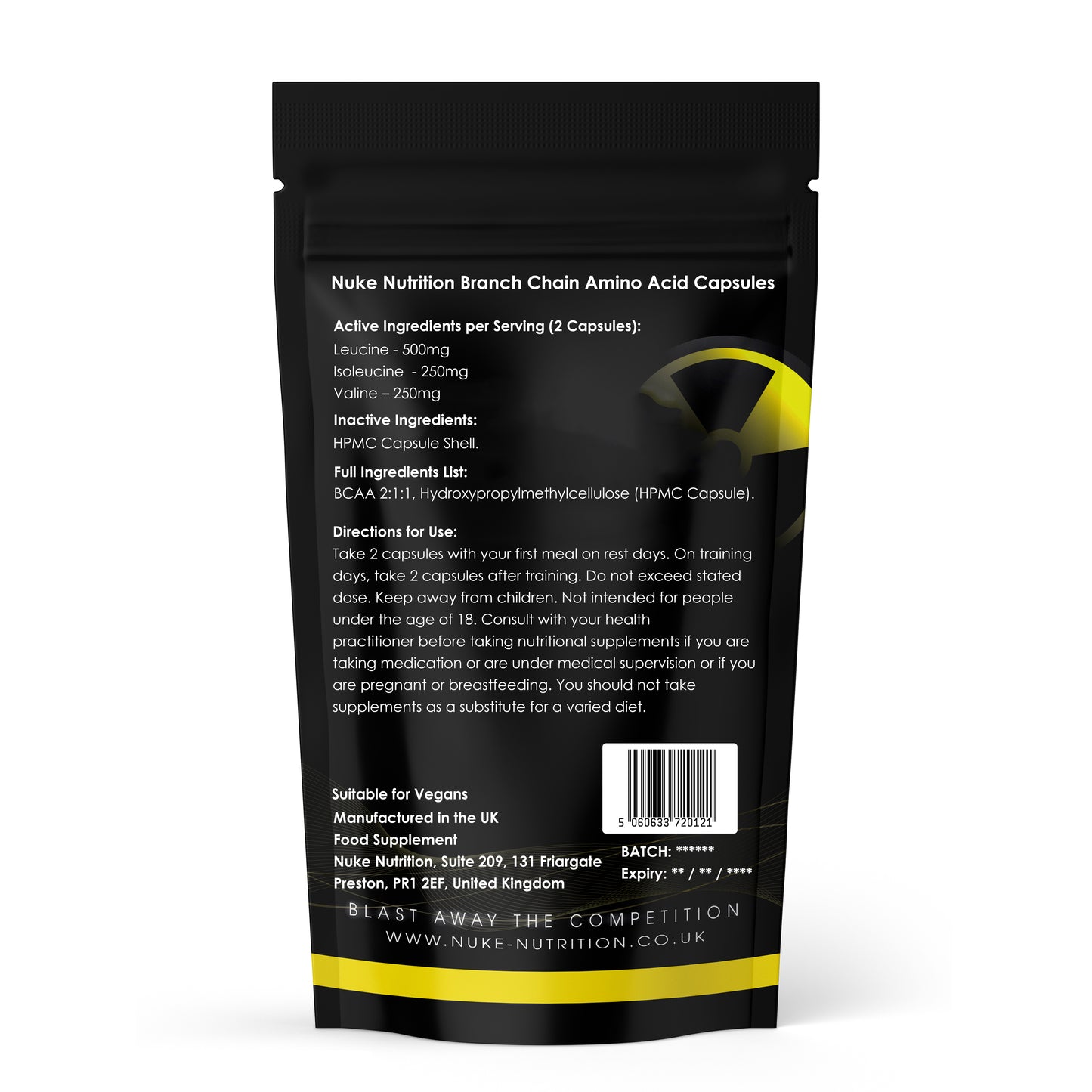 BCAA 2:1:1 Branch Chain Amino Acids 1000mg Muscle Growth & Recovery Post Workout Capsules