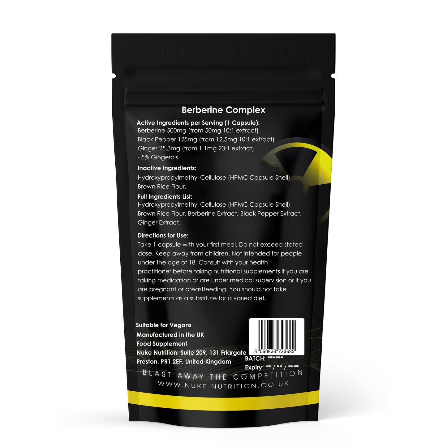 Berberine Complex 500mg + Black Pepper + Ginger Capsules