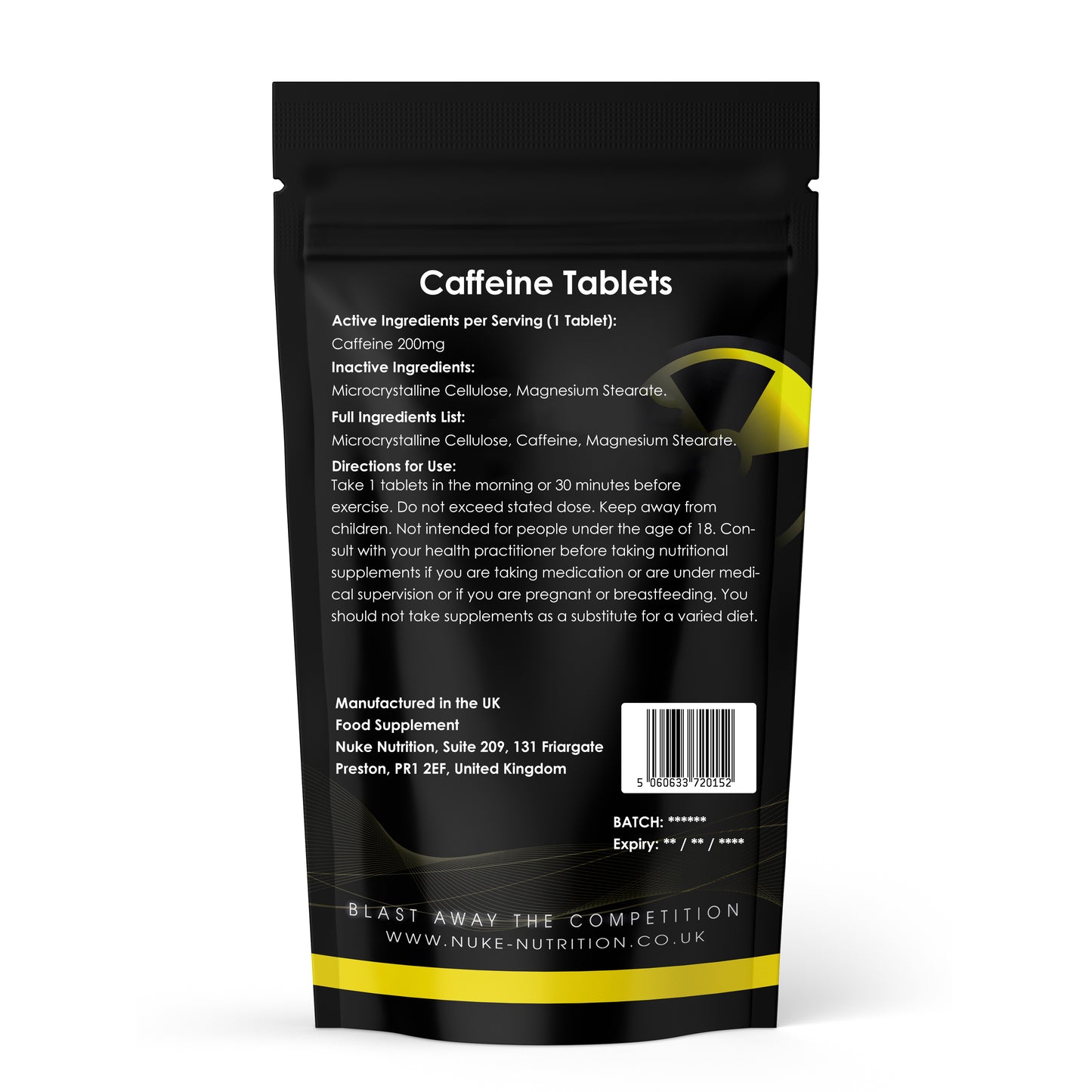 Caffeine 200mg Strong Pre Workout Energy Booster Tablets