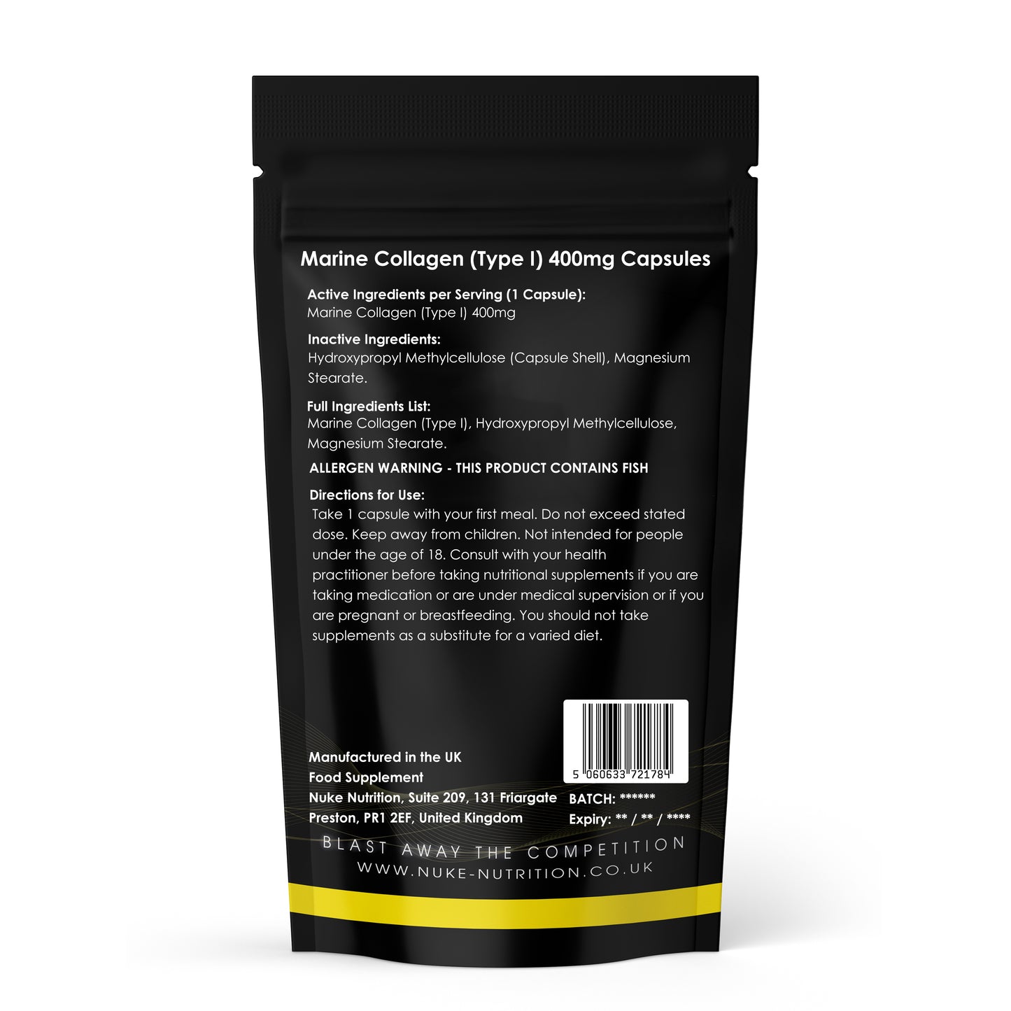 Marine Collagen 400mg Capsules – Daily Support for Healthy Skin, Hair, Nails & Joints