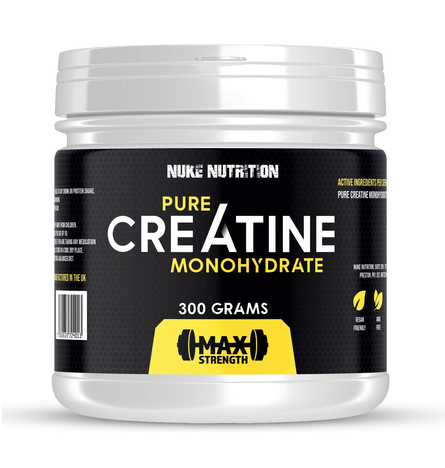 Creatine Monohydrate Powder 300g High Strength & Micronised for Maximum Absorbency Muscle Growth & Strength