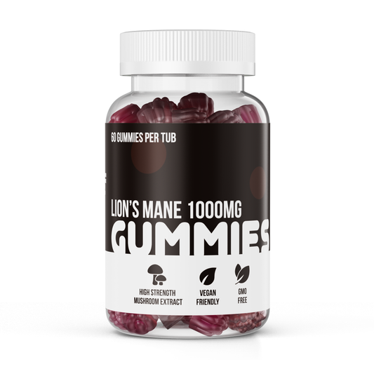 Lions Mane Gummies + Vitamin B6 Natural Mushroom Supplement x 60 Blueberry Flavoured Gummies