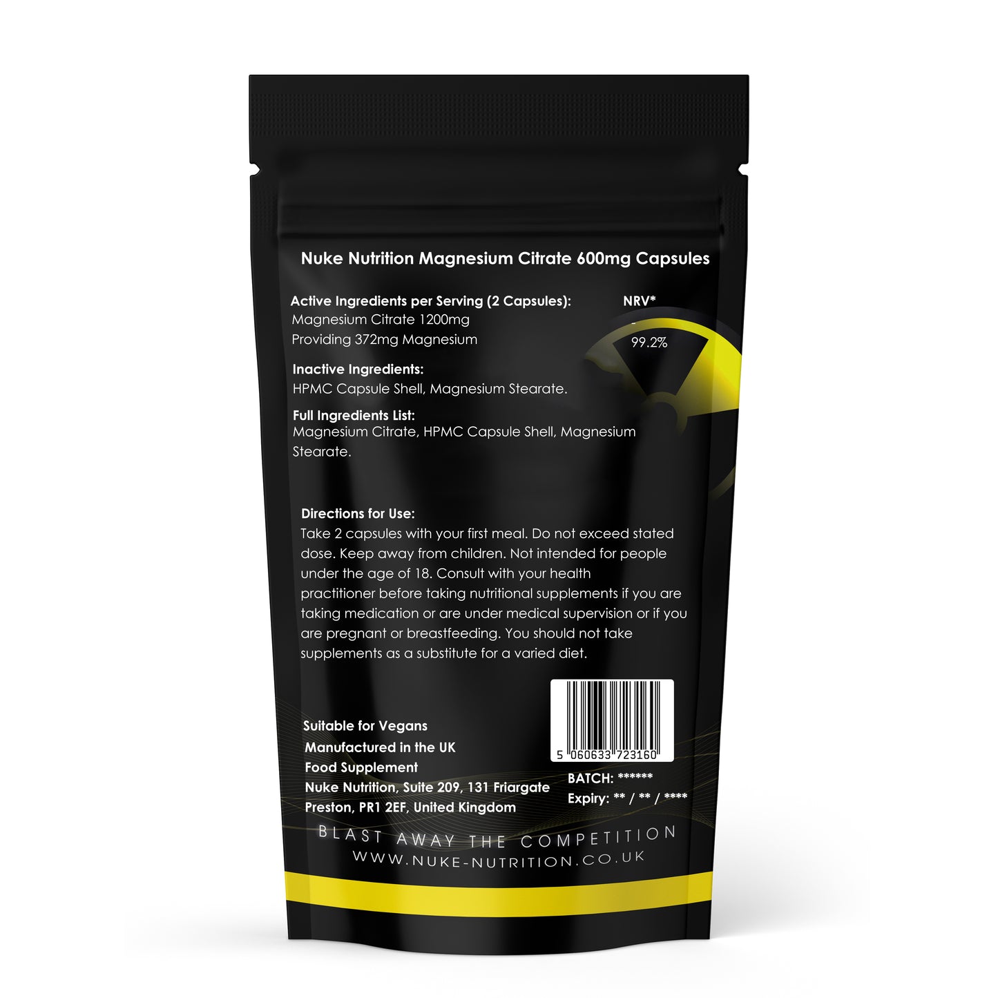 Magnesium Citrate 600mg Capsules  High-Strength Muscle, Nerve, Sleep & Relaxation Support