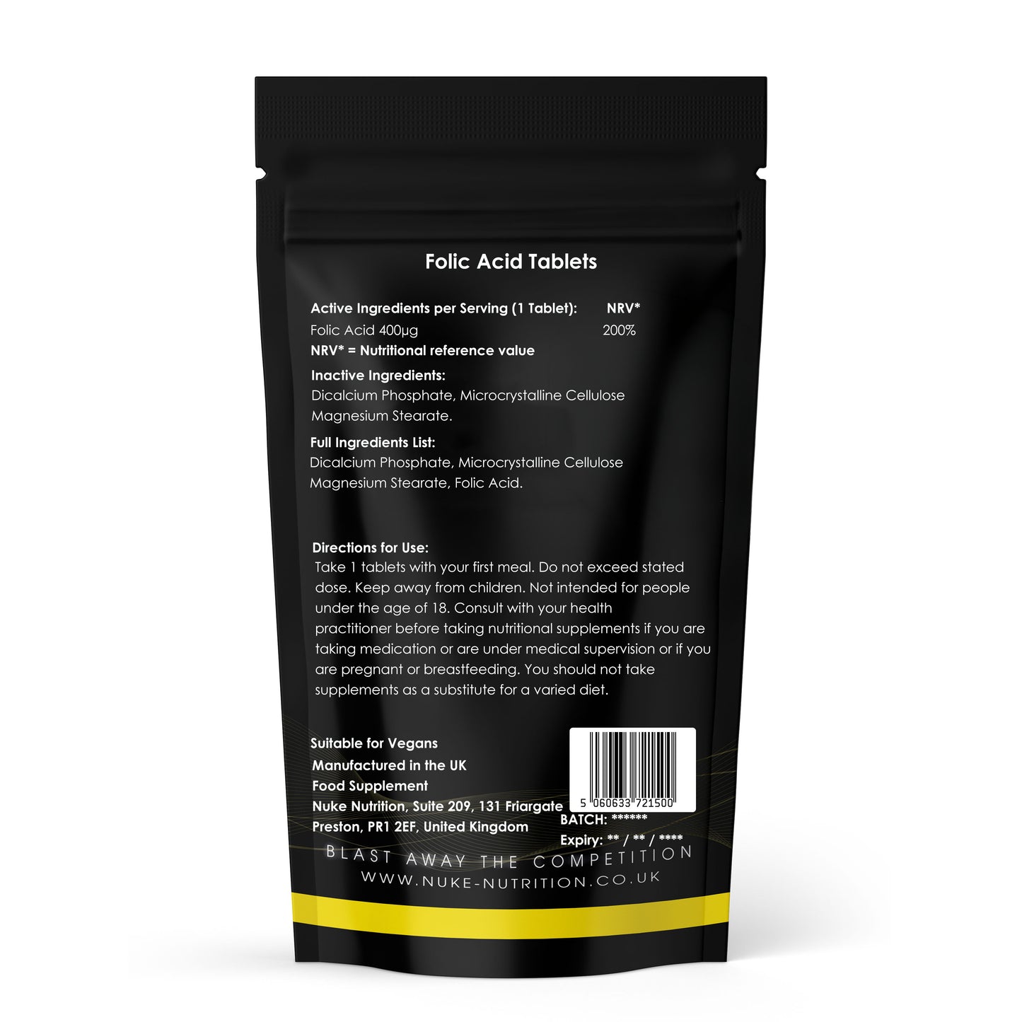 Folic Acid 400mcg Tablets – Daily Support for Cell Health & Wellbeing