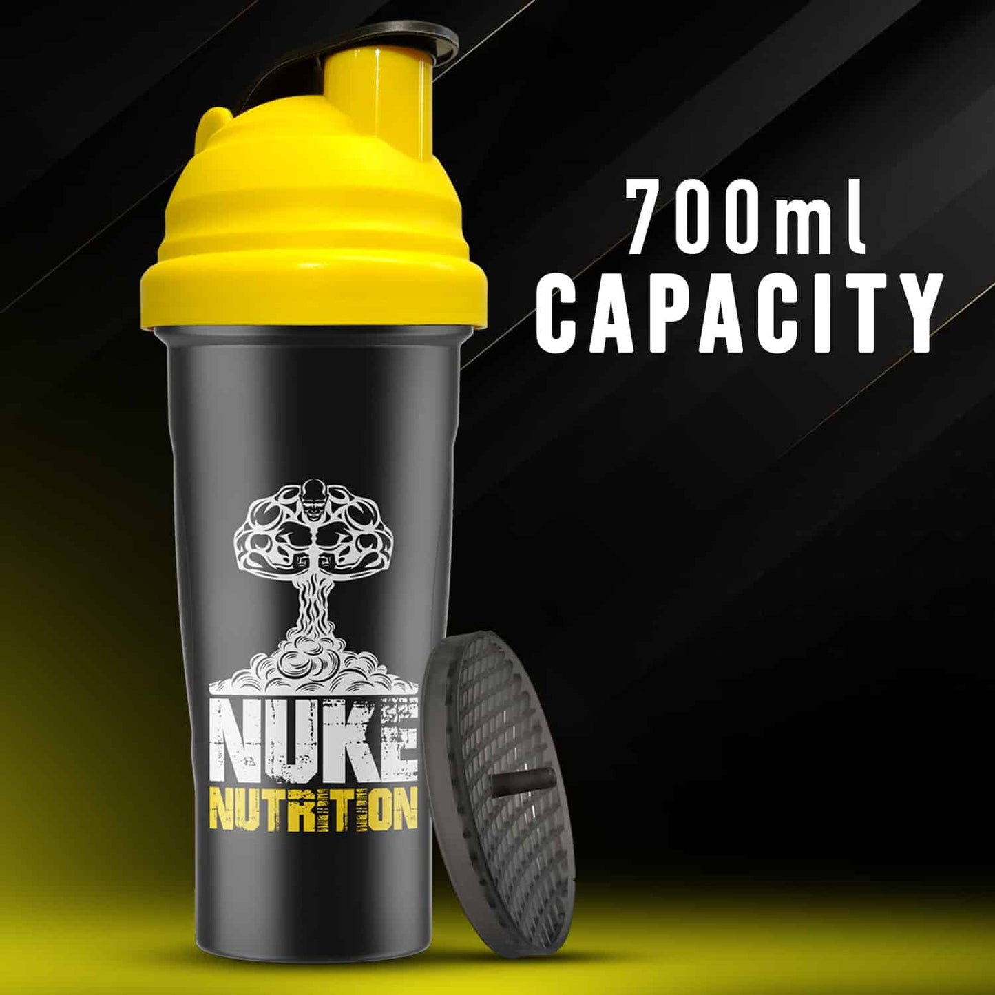 Nuke Nutrition Protein Shaker Gym Bottle 700ml - Easy Clean & Dishwasher Safe