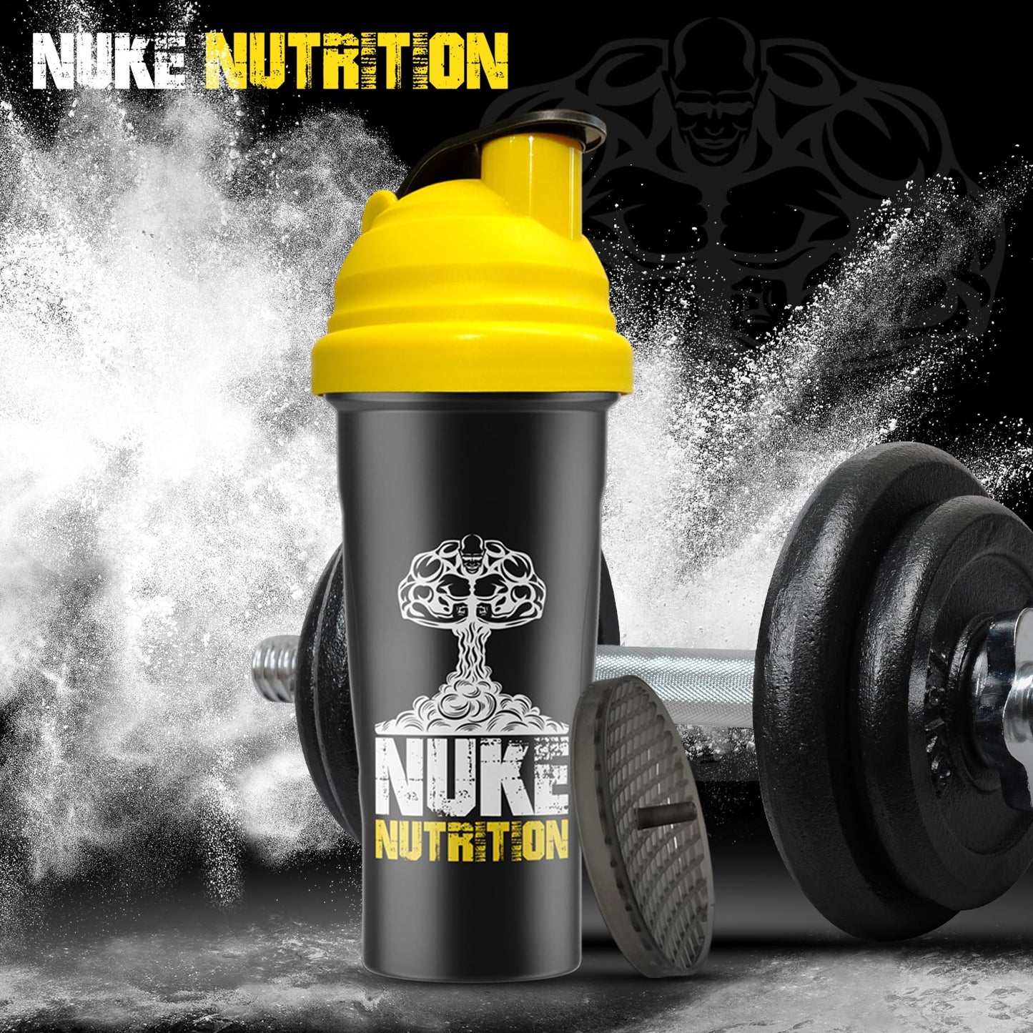 Nuke Nutrition Protein Shaker Gym Bottle 700ml - Easy Clean & Dishwasher Safe