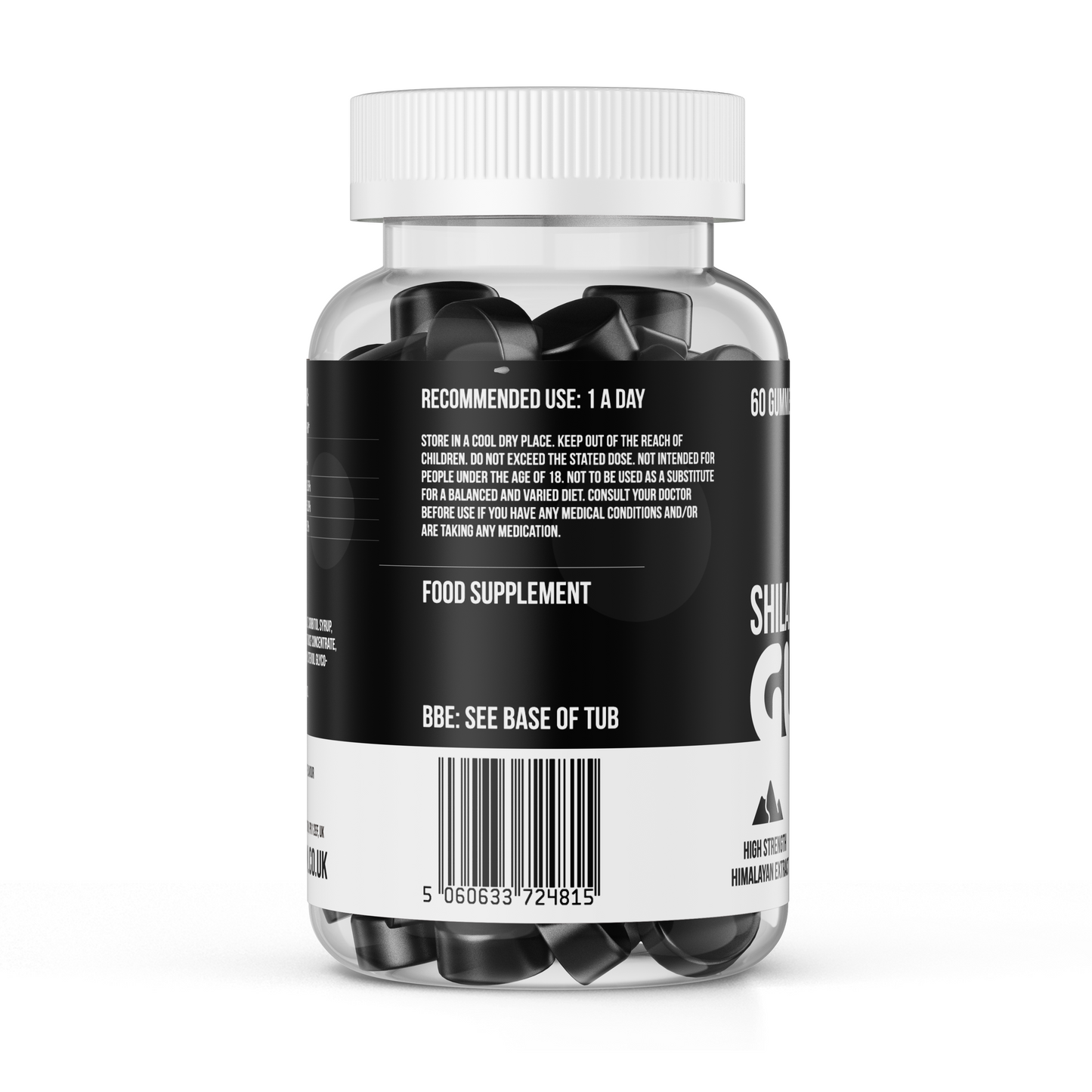 Shilajit Gummies + Vitamin B12 + C + B6 High Strength - 60 x Strawberry Flavoured Vegan Gummies