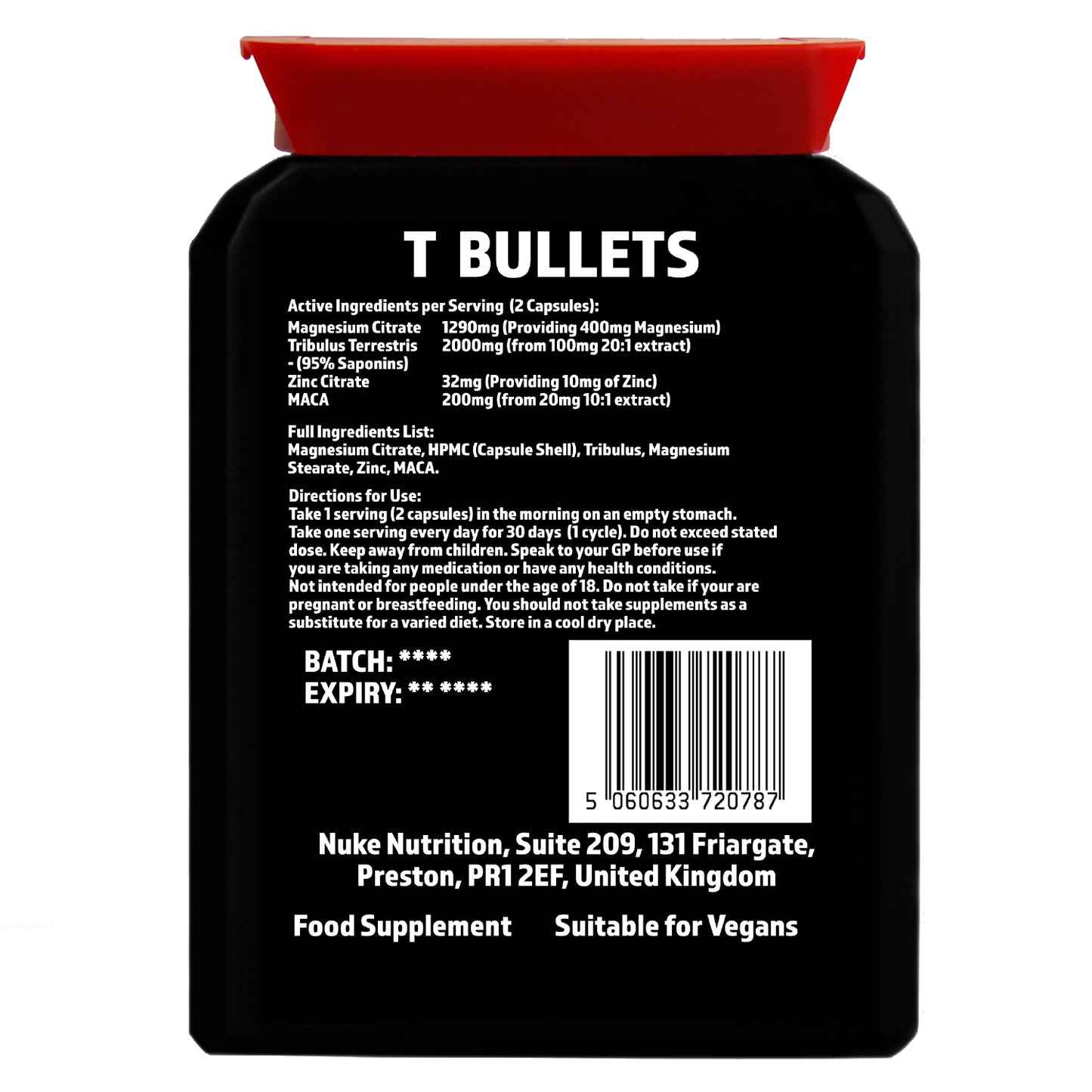 T Bullets Testosterone Booster for Men Original Extreme Anabolic Test Support Supplement - Nuke Nutrition