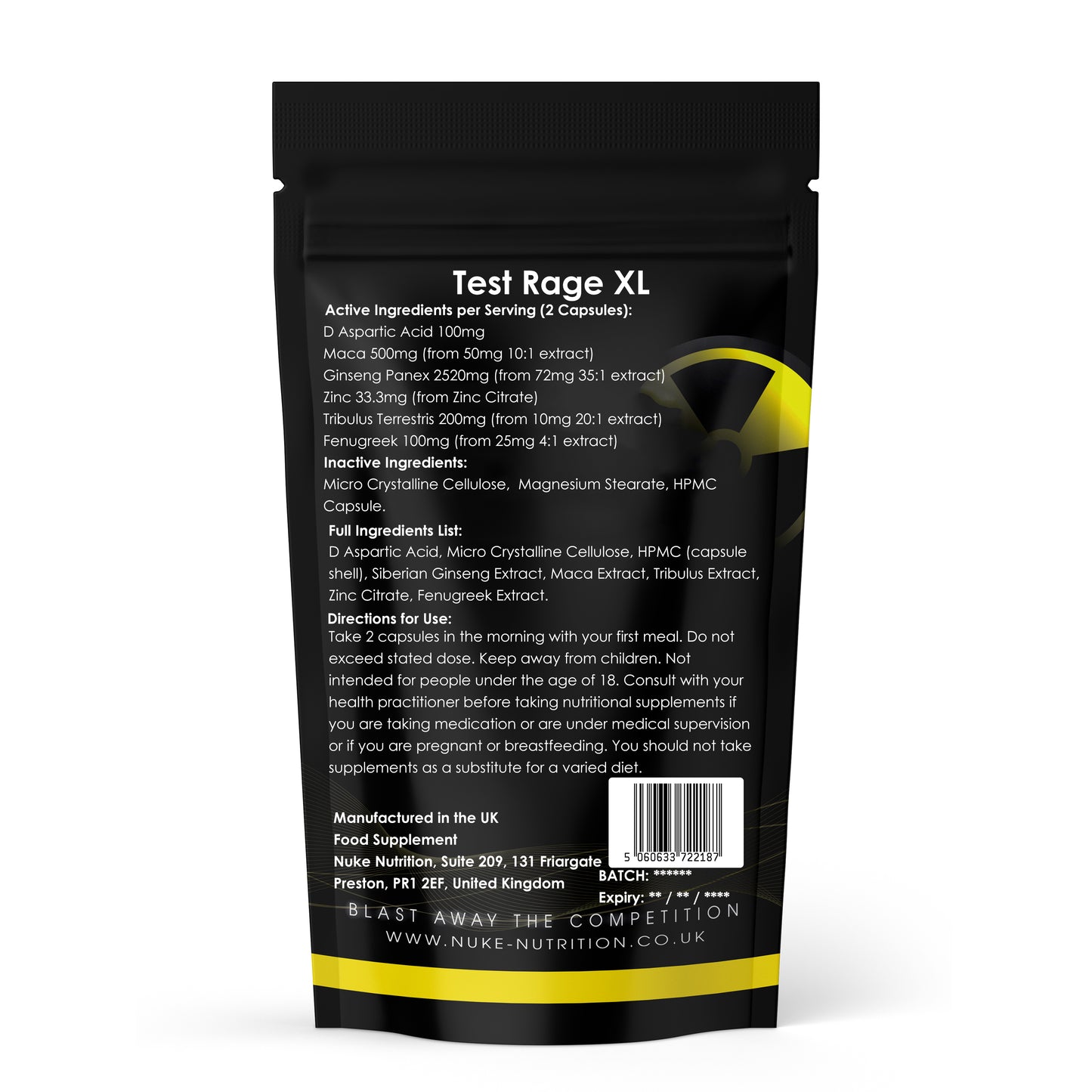 Test Rage XL Testosterone Booster Capsules High Strength Formula - Anabolic Male Enhancer