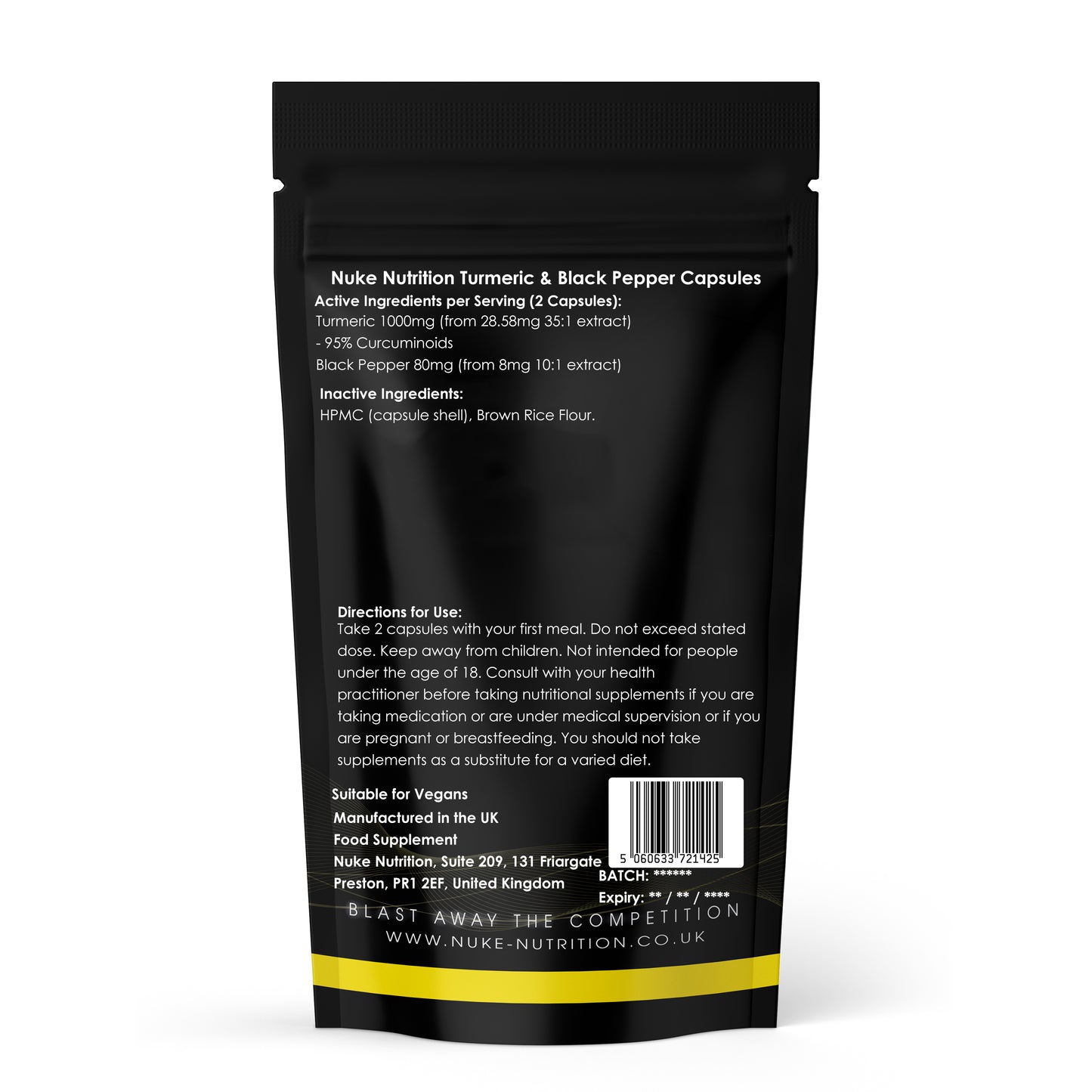 Turmeric and Black Pepper Curcumin Capsules 1000mg - High Strength Immunity & Joint Support