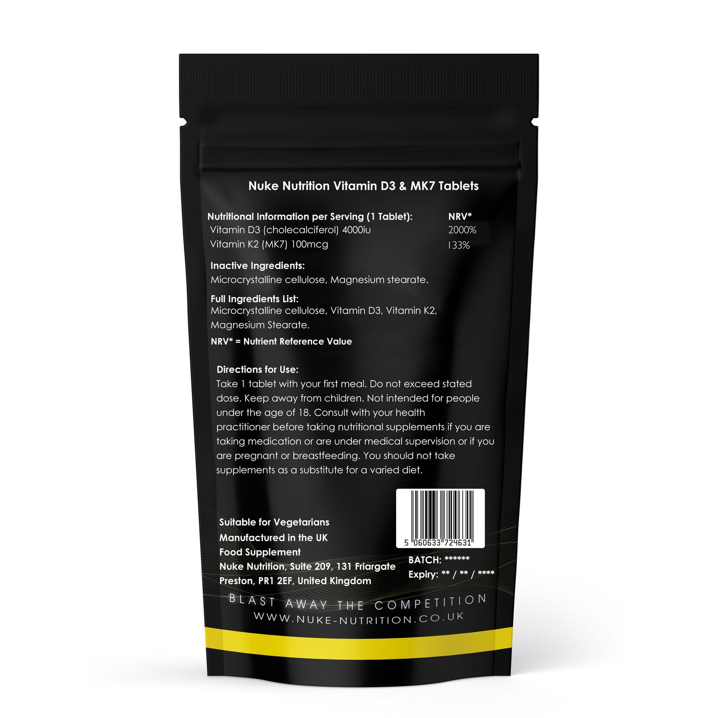 Vitamin D3 4000iu and K2 100mcg MK7 High Strength Tablets